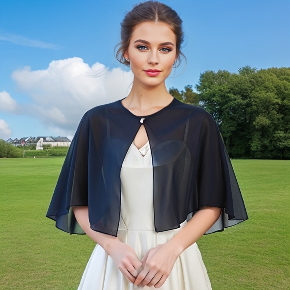 Stole Wedding Shawl - Vintage Sheer Chiffon Capelet Lightweight Design