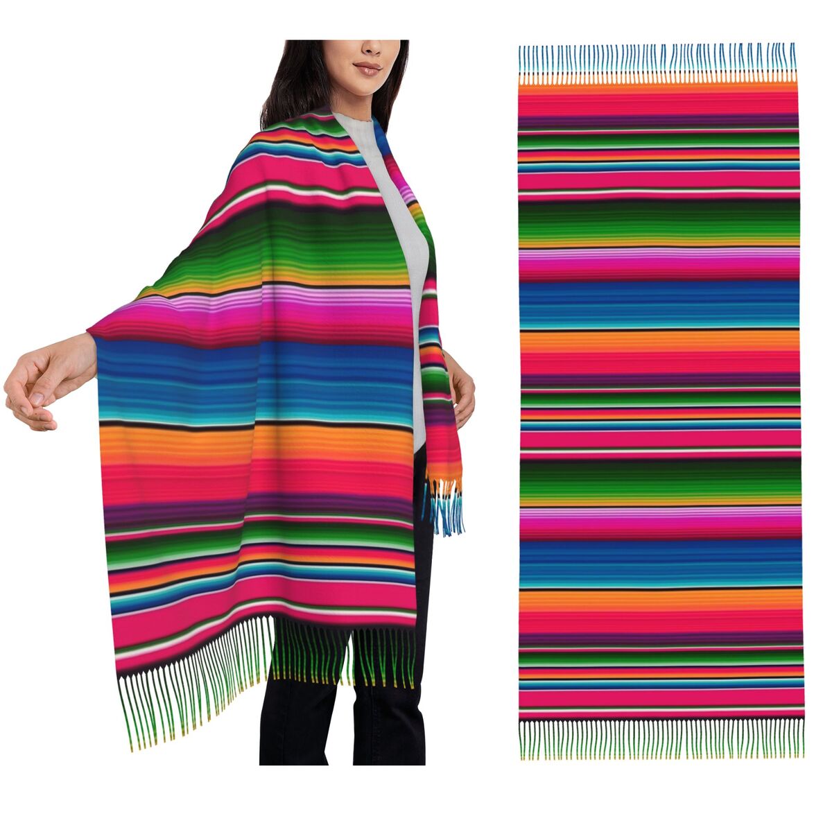 Mexican Blanket Striped Fiesta - đánh giá và giá Woven Scarf Blanket