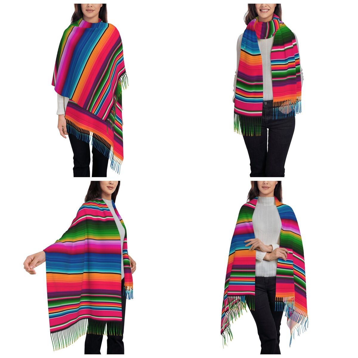 Mexican Blanket Striped Fiesta - đánh giá và giá Woven Scarf Blanket