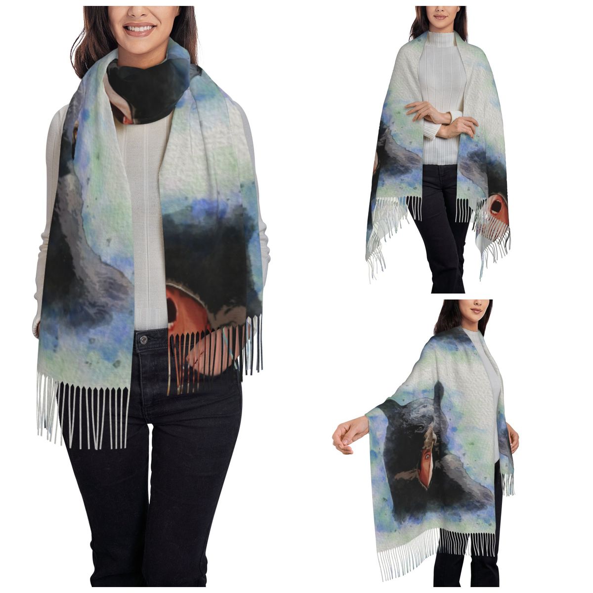 Cage Bear Watercolor Scarf for - đánh giá và giá Pashmina Wrap Large